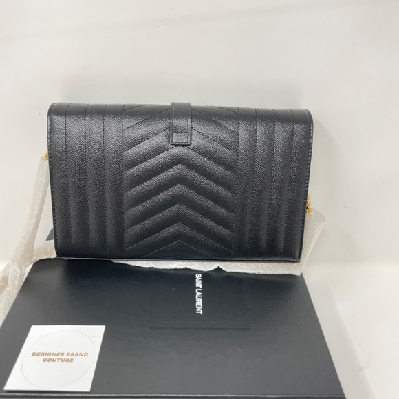 Brand New Saint Laurent Tri Quilt Envelope Chain Wallet - Picture 3 of 7